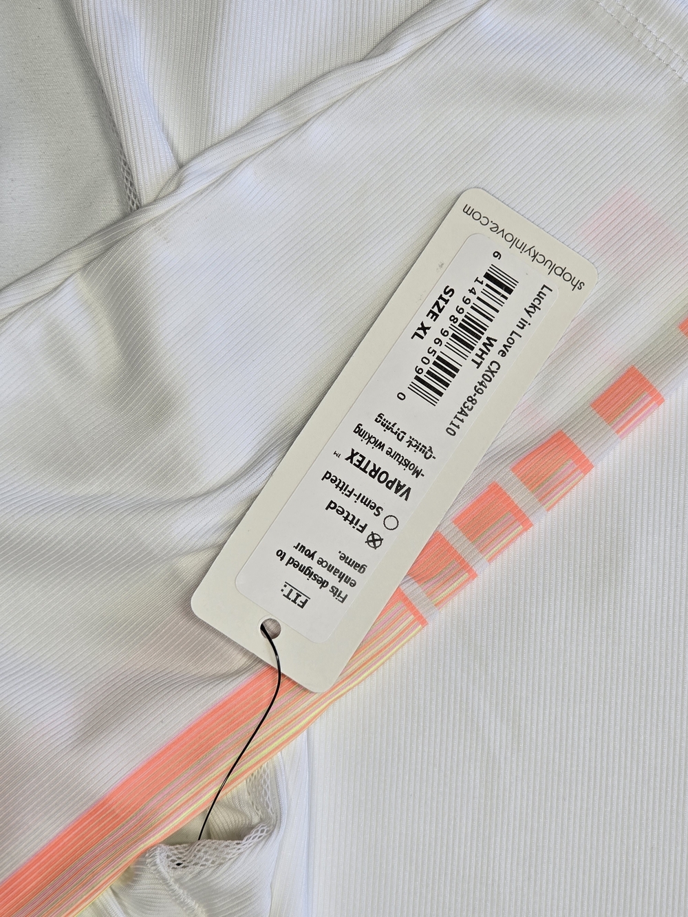 Lucky in Love VaporTex Neon Stripe Long Sleeve Activewear Top White XL NWT - Picture 5 of 13